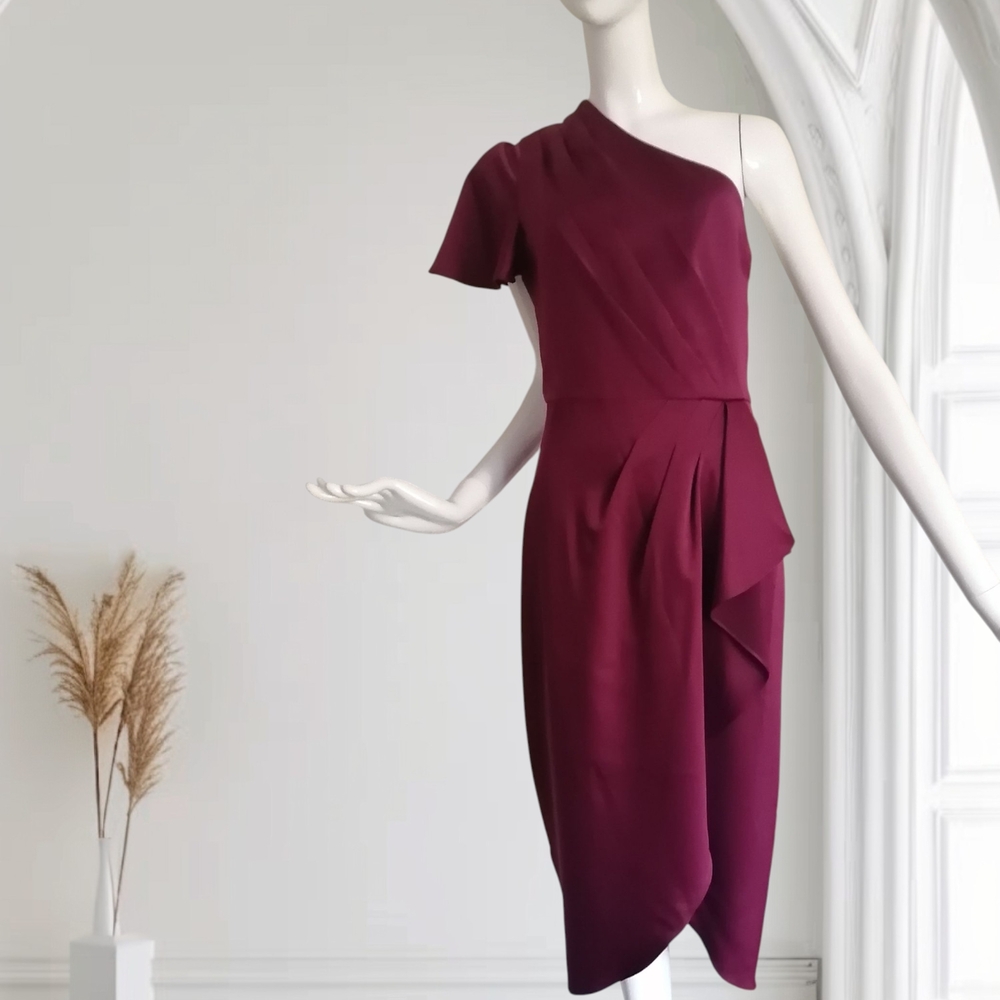 NEW Ted Baker One-Shoulder Burgundy Dress size 2